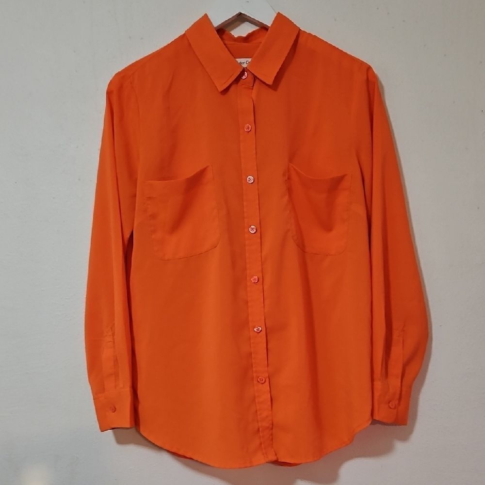 Coldwater Creek Vibrant Orange Casual Shirt